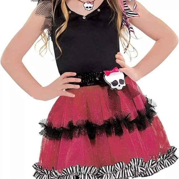 MOSTER HIGH BLACK AND PINK STRETCH BODICE TULE SKIRT COSTUME DRESS SIZE: 6 - Picture 1 of 5